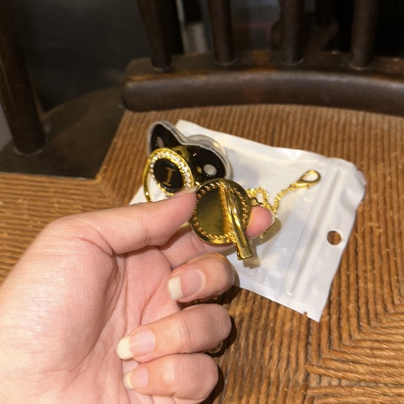 Pacifier with led and Pacifier Clip with chain Black & Gold with Gemstones ( i ) - Picture 6 of 7